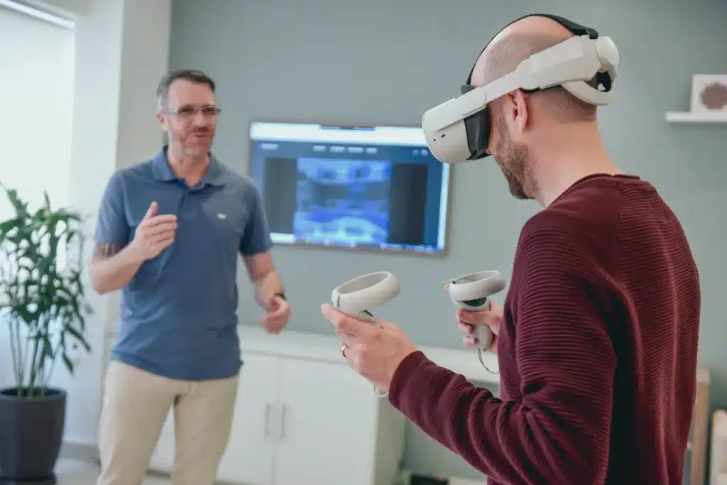 Sessão de psicologia do esporte com uso de tecnologia para treinamento mental e alta performance