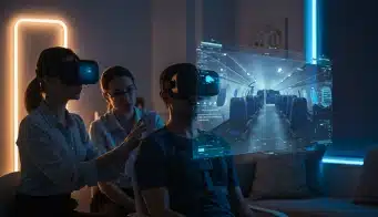 Sessão de treinamento mental em grupo com uso de realidade virtual